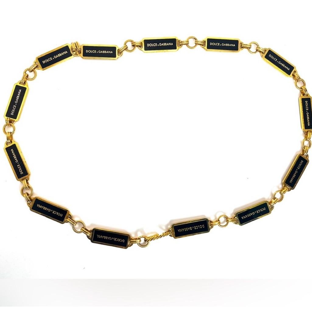 Dolce Gabbana Black And Gold Chain Belt Authentic 225$